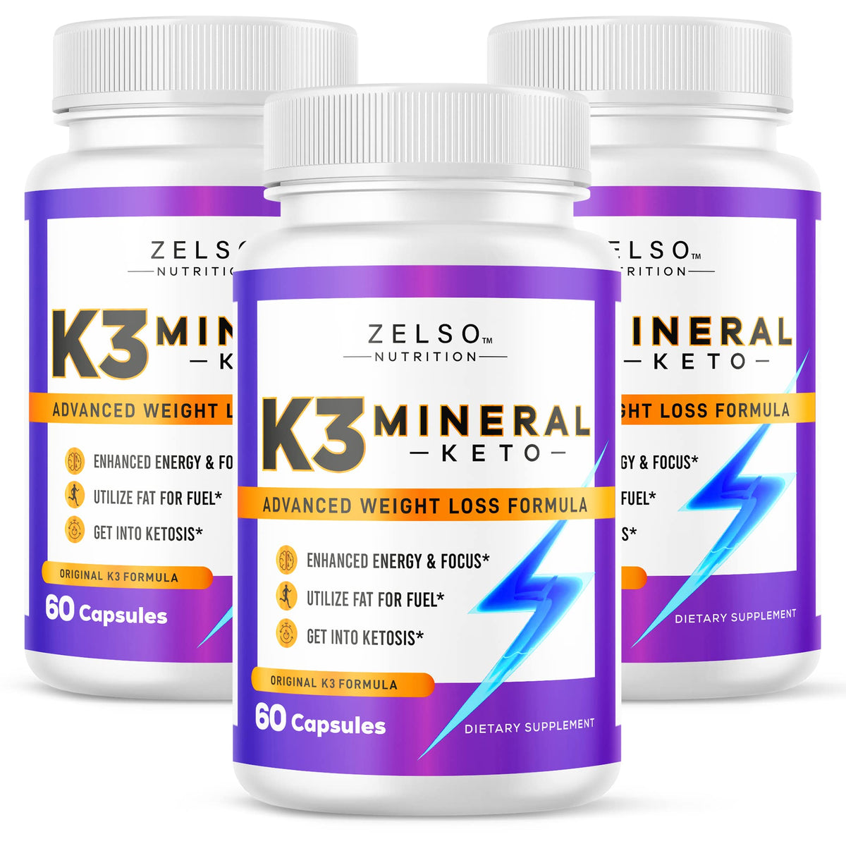 ZELSO (3 Pack) K3 Mineral Weight Loss Pills for Women and Men - K3 Salt Mineral Vitamin + K3 Capsules Supplement for Weight Loss - 180 Days Supply