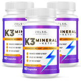 ZELSO (3 Pack) K3 Mineral Weight Loss Pills for Women and Men - K3 Salt Mineral Vitamin + K3 Capsules Supplement for Weight Loss - 180 Days Supply