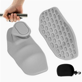 IRONFUEL Weightlifting Palm Grip Pads in gray with carrying pouch