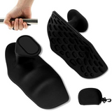 IRONFUEL Weightlifting Palm Grip Pads in black with carrying pouch